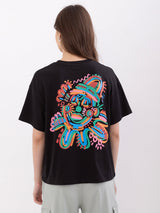 Women T-Shirt Black Oversize Fit