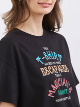 Women T-Shirt Black Oversize Fit