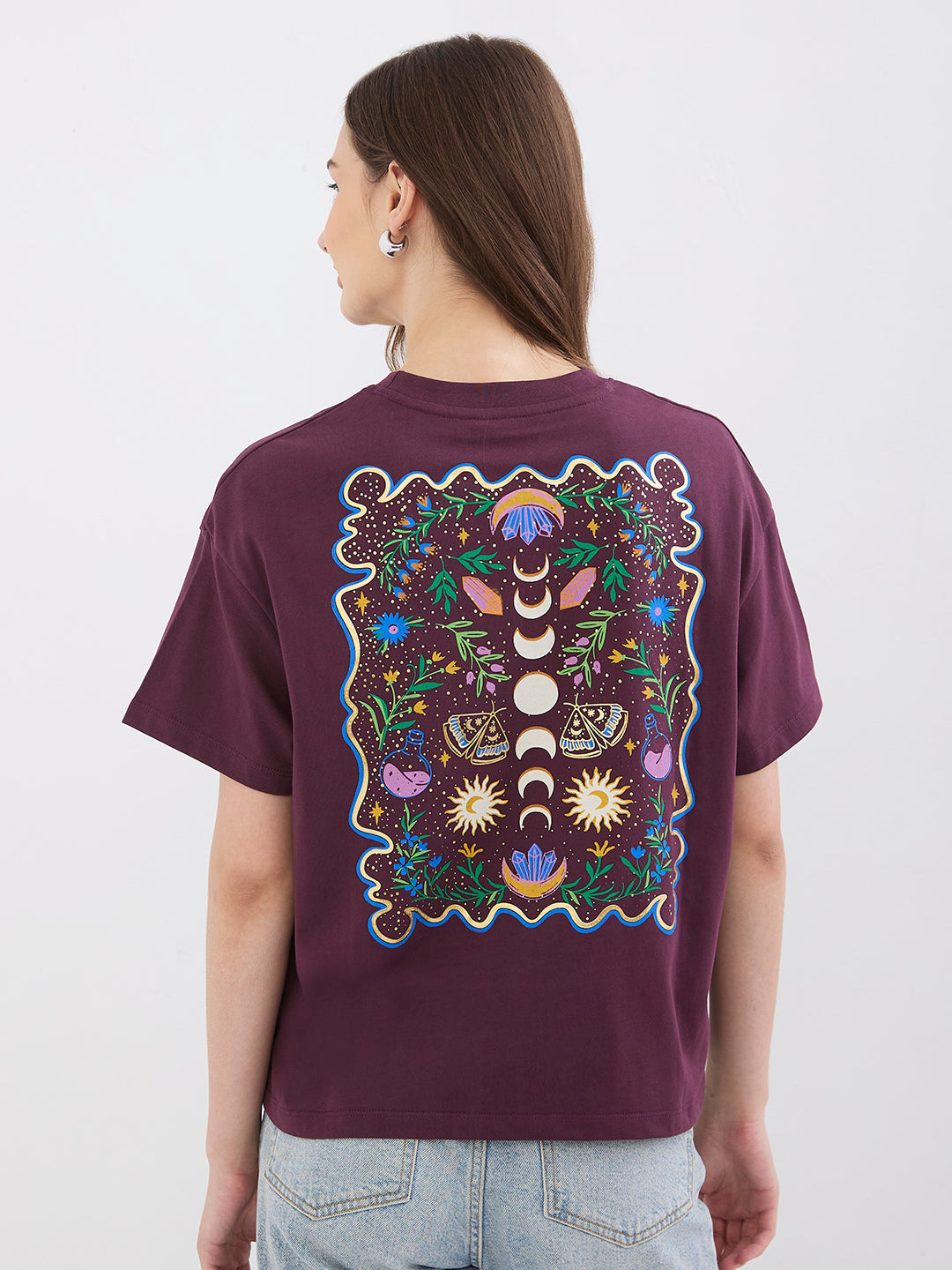 Spykar Cherry Lacquer Oversize Fit Casual T-Shirts For Women