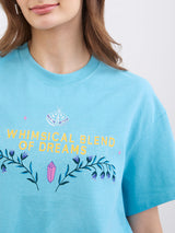 Women T-Shirt Blue Oversize Fit