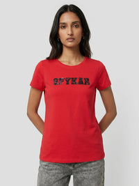 Women T-Shirt Graphic Red Regular Fit