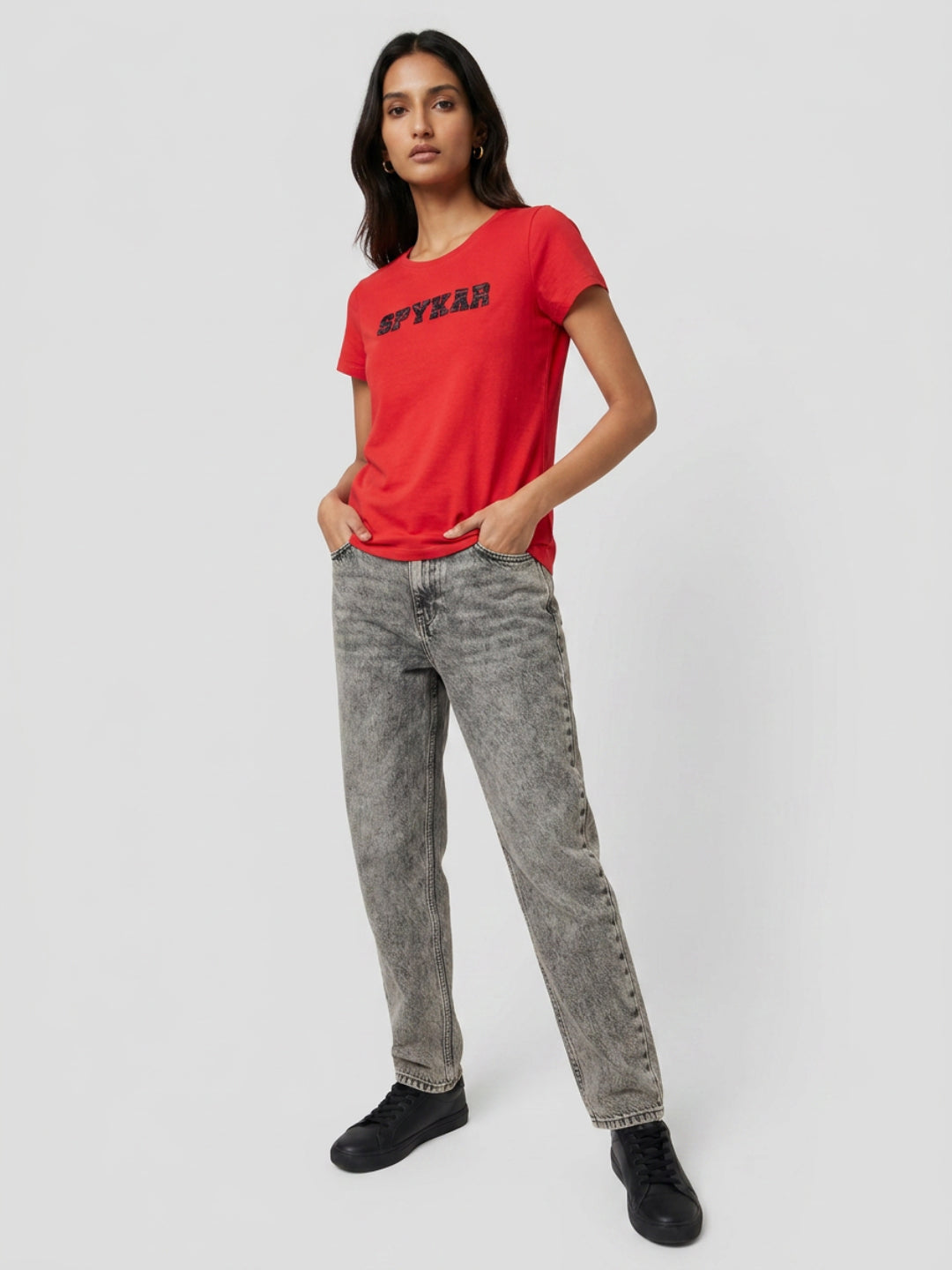Women T-Shirt Graphic Red Regular Fit