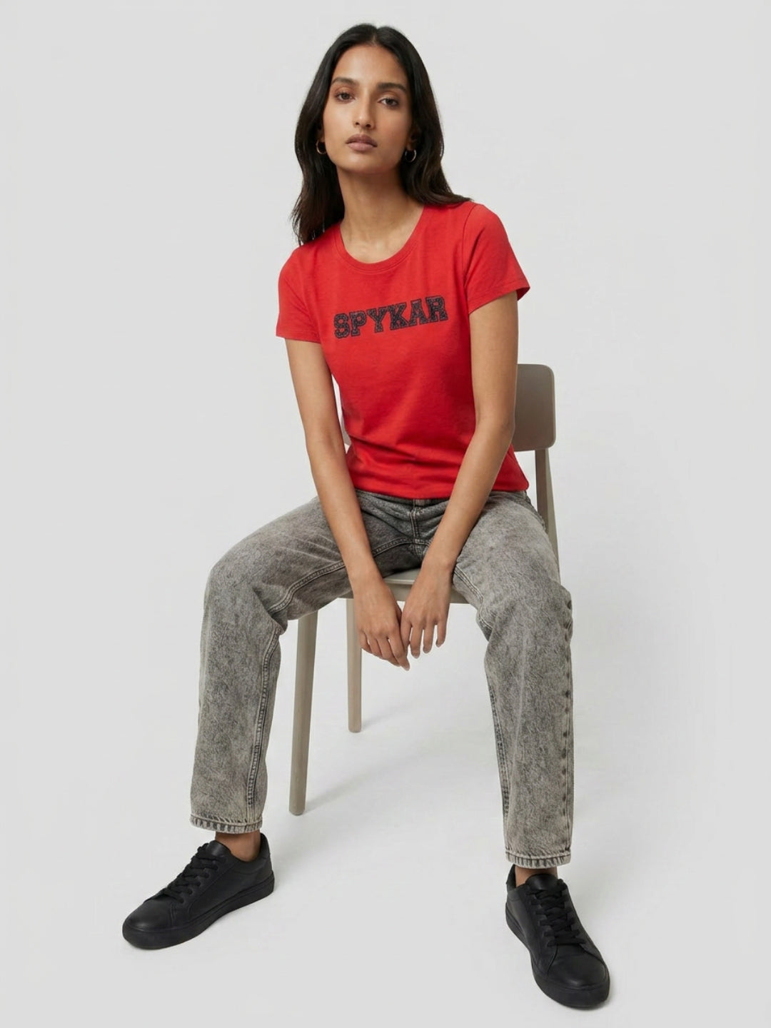 Women T-Shirt Graphic Red Regular Fit