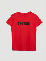 Women T-Shirt Graphic Red Regular Fit