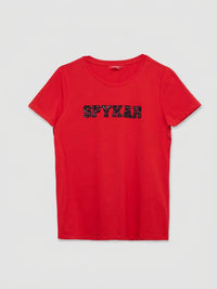 Women T-Shirt Graphic Red Regular Fit