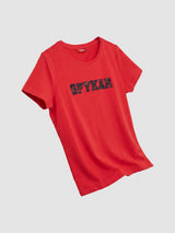 Women T-Shirt Graphic Red Regular Fit