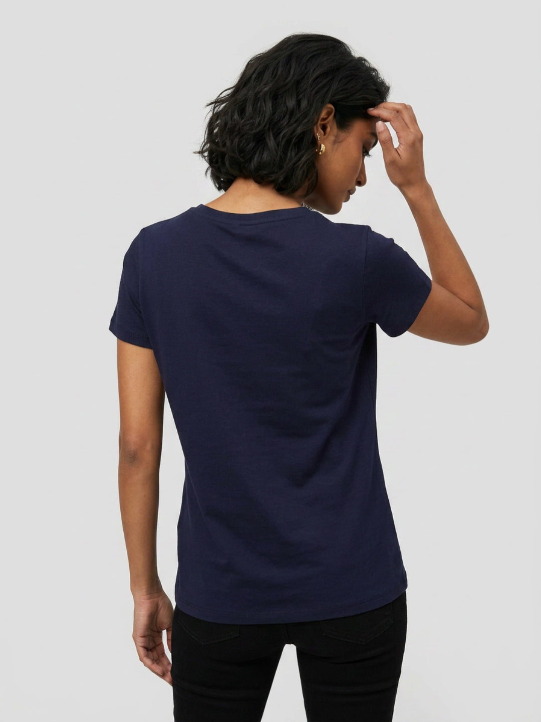 Women T-Shirt Graphic Navy Blue Regular Fit