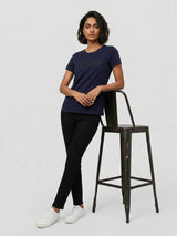 Women T-Shirt Graphic Navy Blue Regular Fit