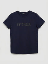 Women T-Shirt Graphic Navy Blue Regular Fit