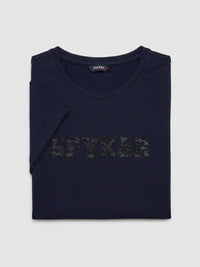 Women T-Shirt Graphic Navy Blue Regular Fit