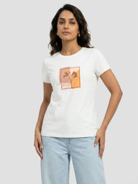 Women T-Shirt Graphic White Regular Fit
