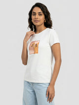 Women T-Shirt Graphic White Regular Fit