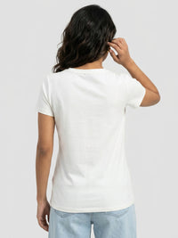 Women T-Shirt Graphic White Regular Fit