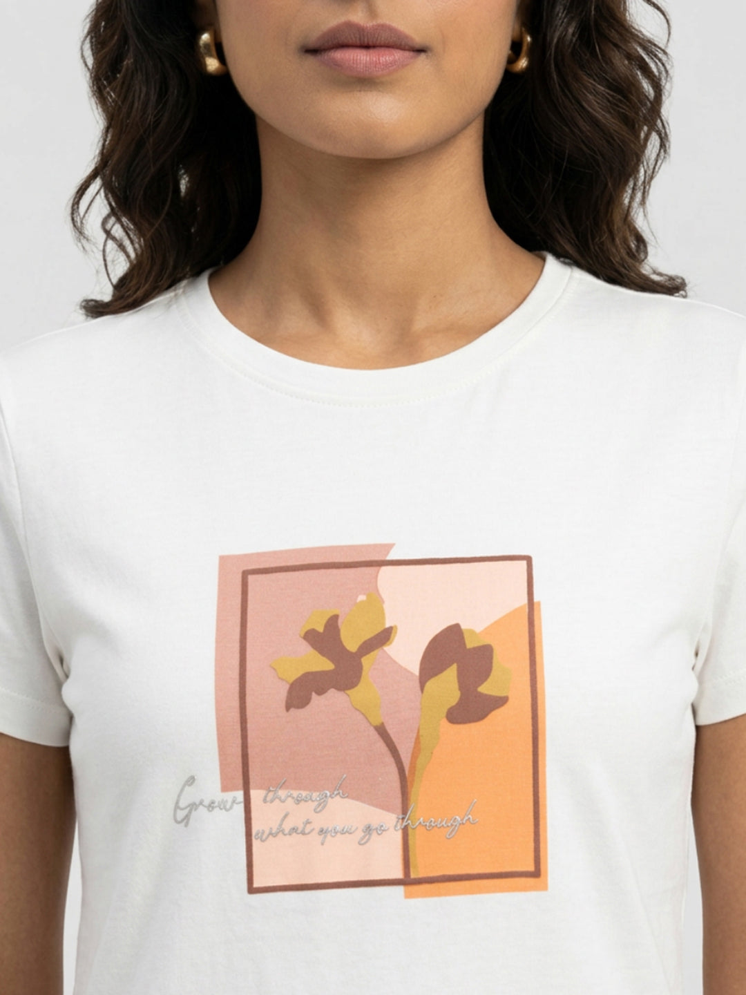 Women T-Shirt Graphic White Regular Fit