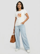 Women T-Shirt Graphic White Regular Fit
