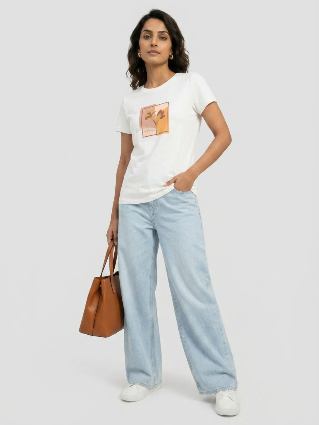 Women T-Shirt Graphic White Regular Fit
