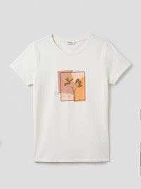 Women T-Shirt Graphic White Regular Fit