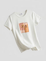 Women T-Shirt Graphic White Regular Fit