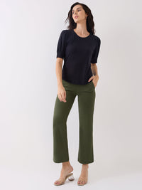 Women Trackpant Green Boot Cut Fit Mid Rise