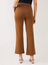 Women Trackpant Brown Boot Cut Fit Mid Rise