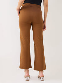 Women Trackpant Brown Boot Cut Fit Mid Rise