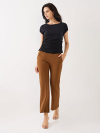 Women Trackpant Brown Boot Cut Fit Mid Rise