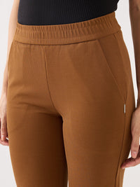 Women Trackpant Brown Boot Cut Fit Mid Rise