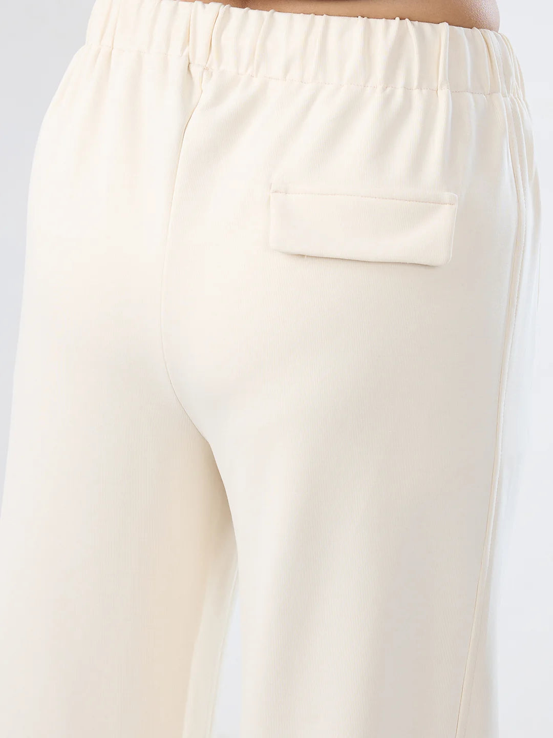 Women Trackpant White Wide Leg Mid Rise
