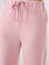 Women Trackpant Wide Leg Pink Mid Rise