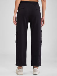 Women Trackpant Black Wide Leg High Rise