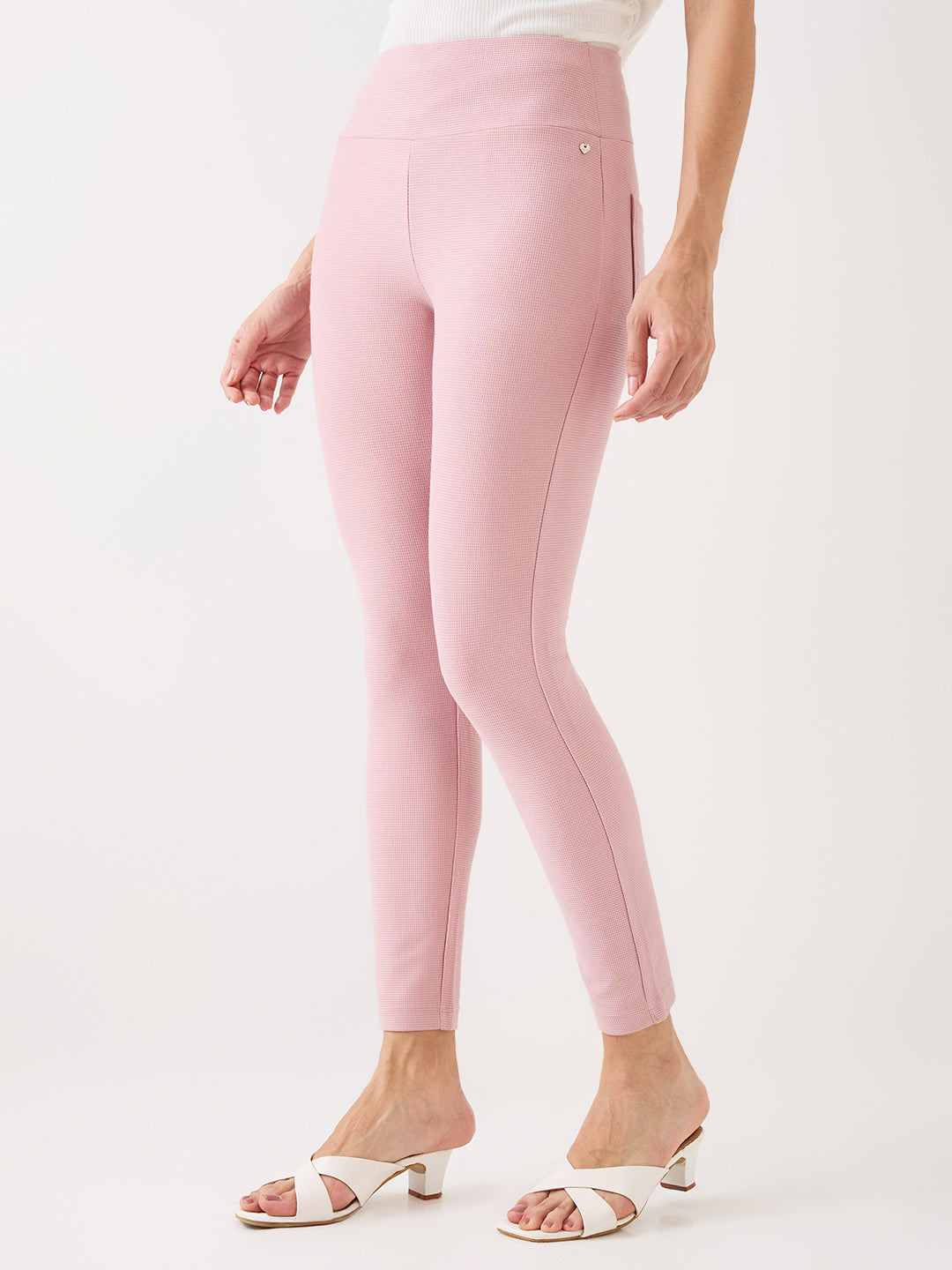 Women Trackpant Skinny Fit Pink High Rise