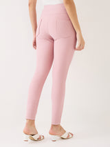 Women Trackpant Skinny Fit Pink High Rise