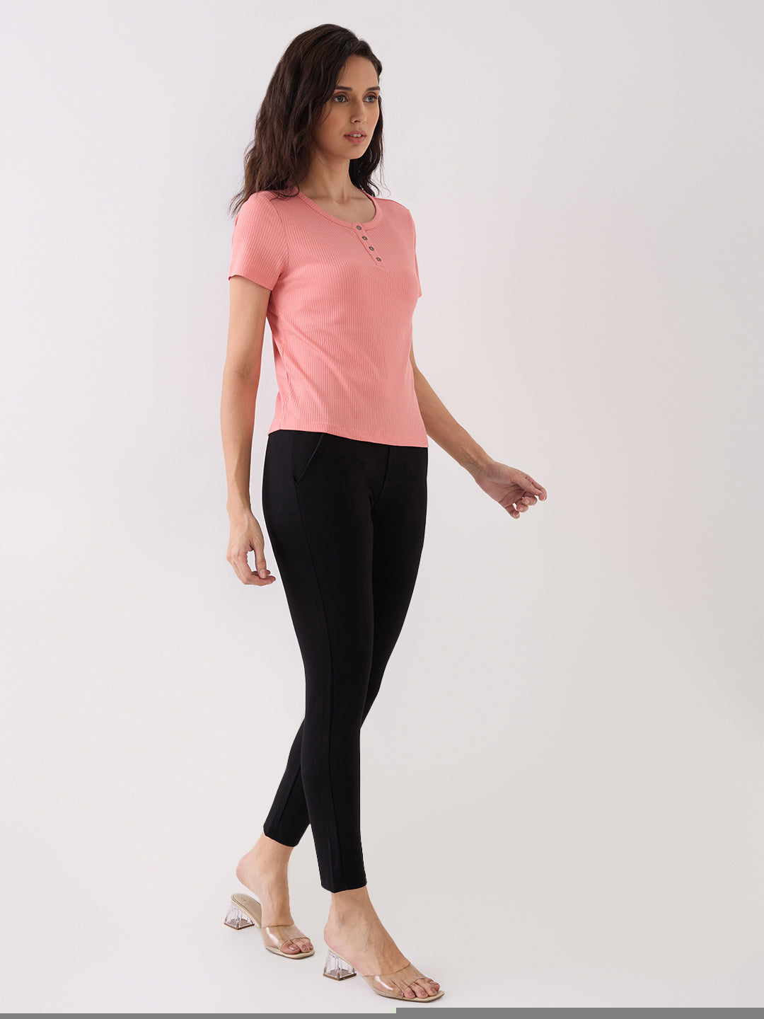 Spykar Black High Rise Skinny Fit Casual Knit Track Pants For Women