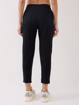 Women Trackpant Slim Fit Black Mid Rise