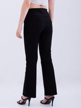 Women Trackpant Boot Cut Fit Black High Rise