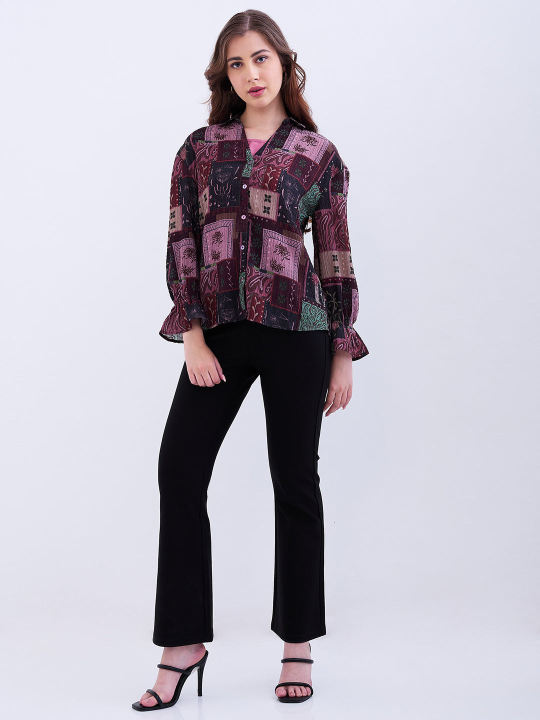 Women Trackpant Boot Cut Fit Black High Rise