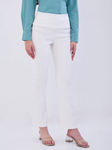 Women Trackpant Boot Cut Fit Off White High Rise