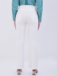 Women Trackpant Boot Cut Fit Off White High Rise