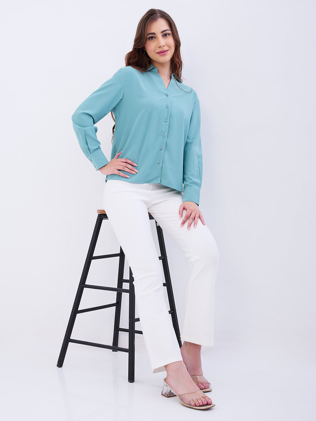 Women Trackpant Boot Cut Fit Off White High Rise