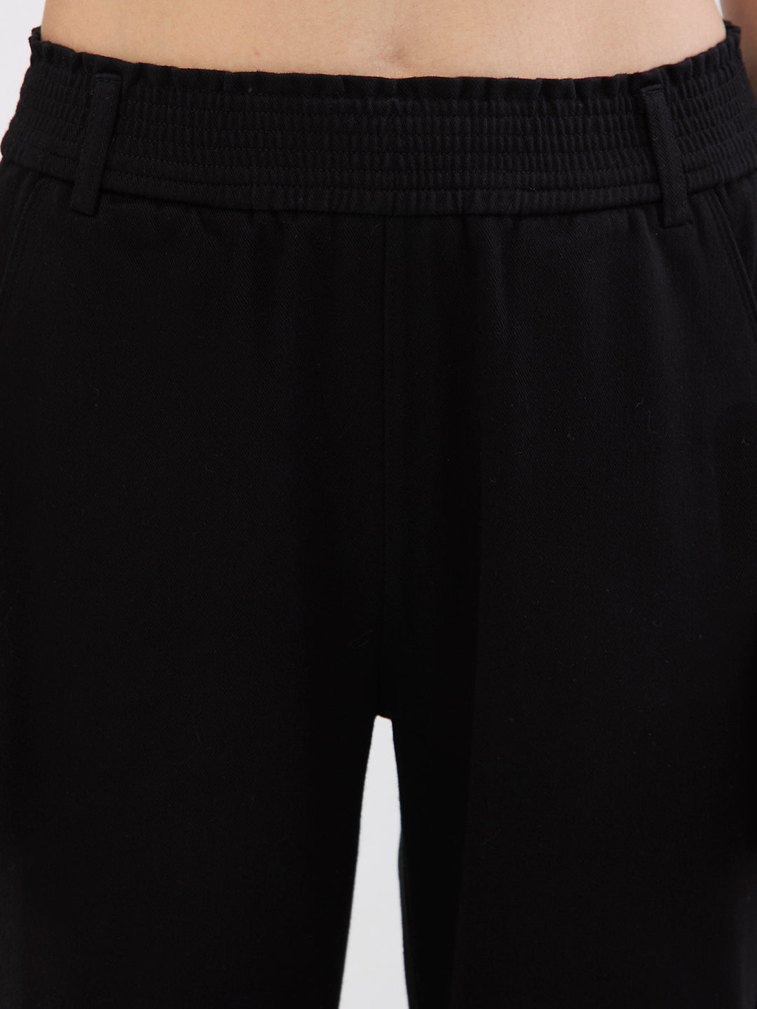 Spykar Black High Rise Straight Fit Casual Knit Track Pants For Women