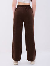 Women Trackpant Wide Leg Brown High Rise