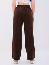 Women Trackpant Wide Leg Brown High Rise