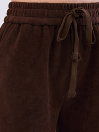 Women Trackpant Wide Leg Brown High Rise