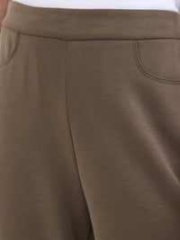 Women Trackpant Wide Green Leg High Rise