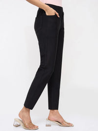 Women Trackpant Slim Fit Black High Rise