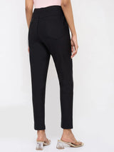 Women Trackpant Slim Fit Black High Rise