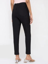 Women Trackpant Slim Fit Black High Rise