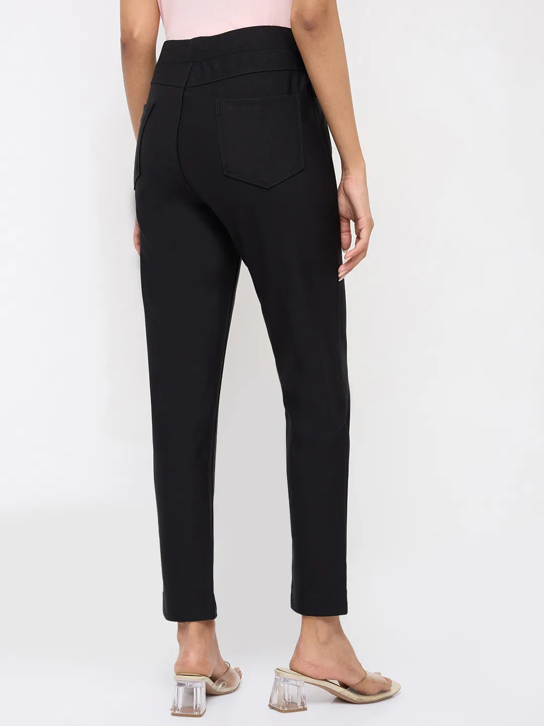 Women Trackpant Slim Fit Black High Rise