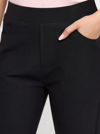 Women Trackpant Slim Fit Black High Rise