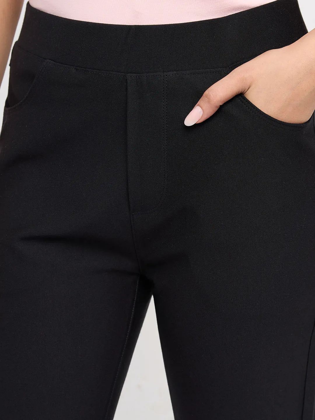 Women Trackpant Slim Fit Black High Rise